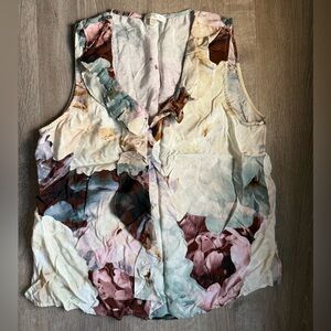 Nine Britton Floral Sleeveless Blouse - Cream, Pink, Brown